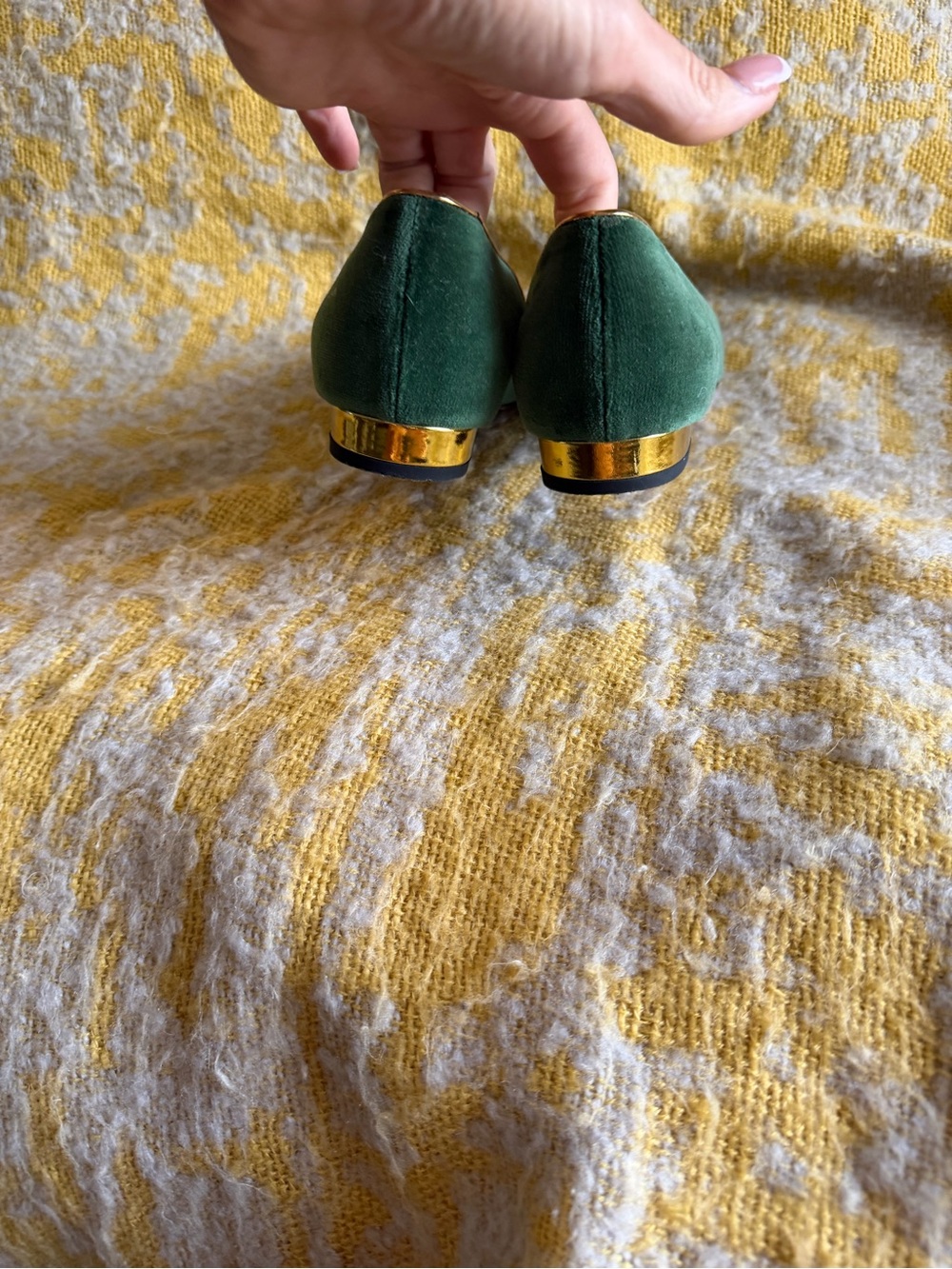 Charlotte Olympia Emerald Green Velvet Cat-Embroidered Flats - Picture 5 of 8